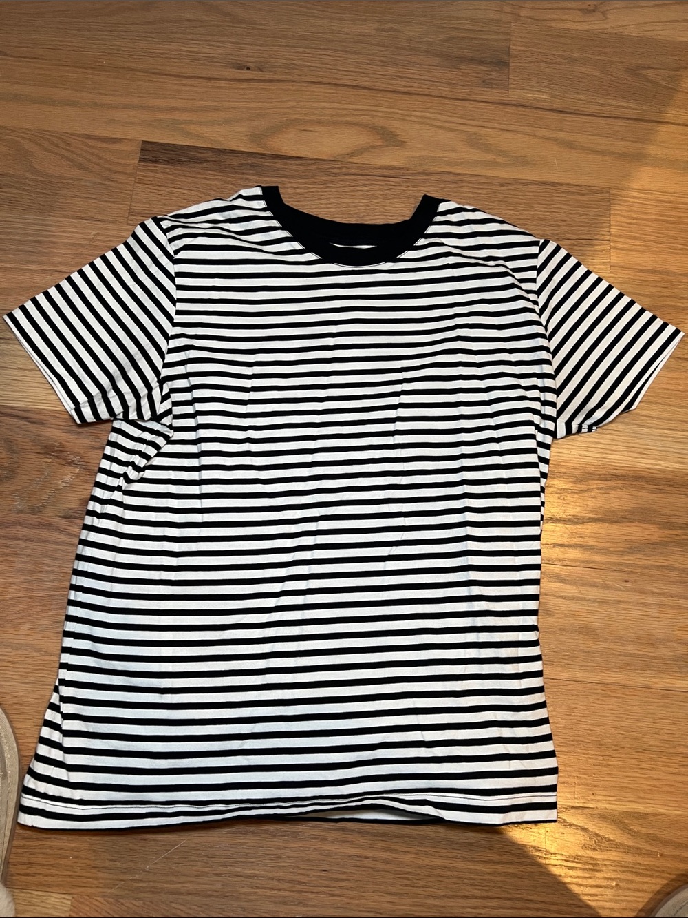 Muji Black and White Striped Short Sleeve Tee
